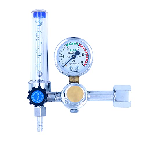 Argon Regler Gasreduzierer, MIG Mini Gasflaschenregler mit Messgerät, Schweißen Druckmesser, Argon CO2 Mig Tig Durchflussmesser Druckmesser von WANGCL