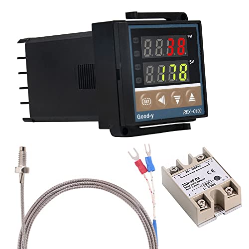 WANGCL Digitaler PID-Regler Intelligenter Thermostat mit 40 A SSR-Relais Typ K-Thermoelement für elektrische Energie Chemische Industrie Fäkalientanks Öfen - 0-1300 ℃ von WANGCL