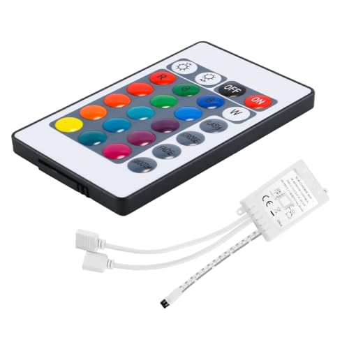 WANGCL Kabellose IR-Fernbedienung mit Empfänger, 24 Tasten, RGB-Controller für 3528 5050 SMD RGB LED-Lichtstreifen, 2 Stück WANGCL Kabellose IR-Fernbedienung mit Empfänger, 24 Tasten, RGB-Controller für 3528 5050 SMD RGB LED-Lichtstreifen, 2 Stück von WANGCL