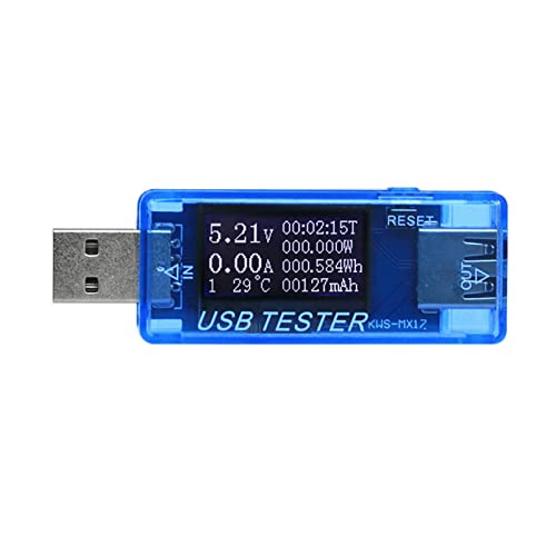 WANGCL USB Digitaler Leistungsmesser Tester Spannungsprüfer Stromzähler Kapazitätsprüfer Temperaturtester - Blau von WANGCL