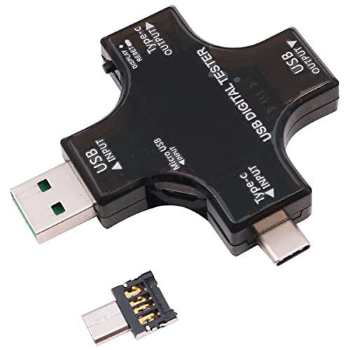 WANGCL USB Messgerät mit Anzeige 2-In-1 Typ-C USB Power Meter Multimeter USB C Tester DC Digitalvoltmeter Amperemeter von WANGCL