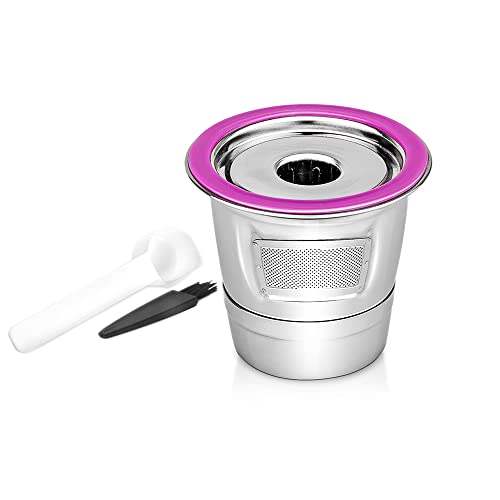 WANGCL Wiederverwendbarer K Cup Kaffeekapsel-Metallfilter, kompatibel mit Keurig 1.0 2.0 K-Mini K-Slim K-Duo und anderen K-Series und Select-Modellen, mit Bürste und Löffel von WANGCL
