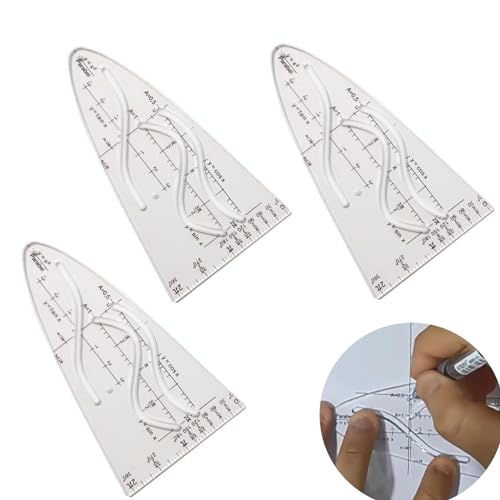 3 Stück Parabelschablone Mathe, Normalparabel Schablone, Sinus Cosinus Tangens Kurvenschablone, Parabel Lineal glasklar bruchsicher, für Studenten Büro Designer Malerei von WANGENPING