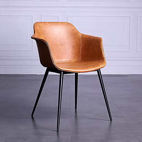 WANGFENG Nordic Industrial Style Schwarzer Lederstuhl Schreibtischstuhl Designer Sattelstuhl Einfacher Moderner Rückenlehnensessel Home Dining Chair von WANGFENG