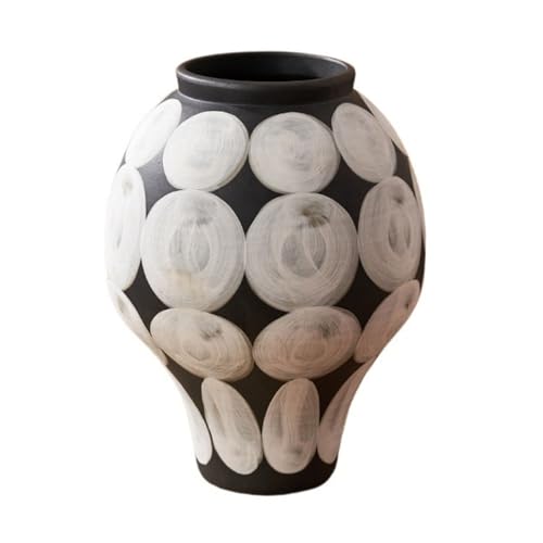 Blumenvase Vintage handbemalte Kreis Wabi Sabi Matte Keramik Vase Blumenarrangement Dekor Blumengefäß(Klein) von WANGHAI-666