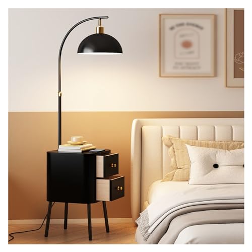 Stehlampen Stehlampe mit Fernbedienung, Moderne Stehlampe mit Nachttisch, Hohe Lampe aus der Mitte des Jahrhunderts for Wohnzimmer und Büros, Industrielle hohe Stehlampe mit Leselampe für Lesungen(Sch von WANGHAI-666