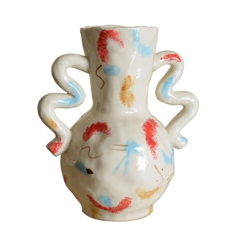 WANGHAI-666 Blumenvase Handbemalte Keramikvase mit Doppelohr, Heimdekoration, Blumenvase for frische künstliche Blumenarrangements WANGHAI-666 Blumenvase Handbemalte Keramikvase mit Doppelohr, Heimdekoration, Blumenvase for frische künstliche Blumenarrangements von WANGHAI-666