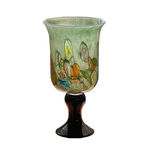 WANGHAI-666 Blumenvase Handgemachte Vintage High Footed Wide Mouth Glasvase Home Decor unregelmäßige Muster Blumenarrangement(Green) von WANGHAI-666