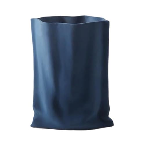 WANGHAI-666 Blumenvase Taschenförmige Vase in Morandi-Tönen, minimalistisches Plissiertes Blumengefäß aus Keramik, Dekorationsornament(Blue) von WANGHAI-666