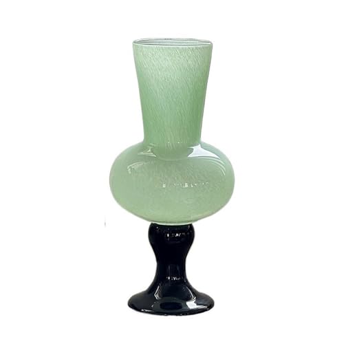 WANGHAI-666 Blumenvase Vintage Glasvase mit hohem Fuß, schmale Öffnung, breiter Bauch, Blumenarrangement for Esstisch, Schreibtisch, Eingangsbereich(Green) von WANGHAI-666