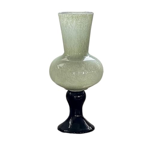 WANGHAI-666 Blumenvase Vintage Glasvase mit hohem Fuß, schmale Öffnung, breiter Bauch, Blumenarrangement for Esstisch, Schreibtisch, Eingangsbereich(Natural) von WANGHAI-666