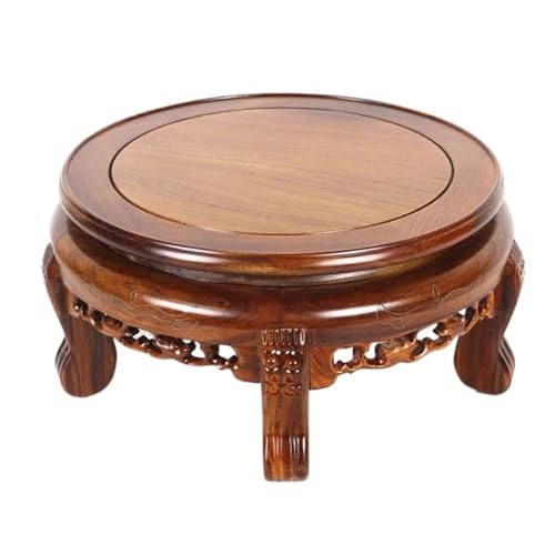 WANGHAI-666 Bonsai-Basis Runder Vasenständer, geschnitzter Blumentopfsockel aus Holz, for Teekanne im Aquarium Sockelständer(Klein) von WANGHAI-666