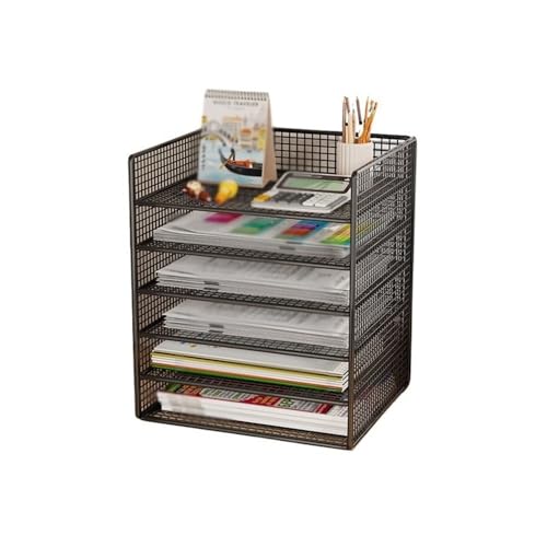 WANGHAI-666 Datei-Organizer Wiremesh Briefablage mit 6 Ebenen, Dokumentenablage, A4, Aktenordner, Papier-Organizer, Schreibtisch-Organizer(Schwarz) von WANGHAI-666