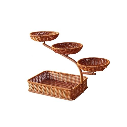 WANGHAI-666 Obstschale Imitation Rattan Gewebter Brotkorb Rustikaler Bauernhaus-Snack-Display-Schüssel Lebensmittelbehälter-Halter-Tablett Obstkorb von WANGHAI-666