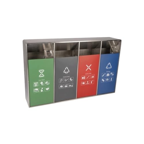 WANGHAI-666 Outdoor Mülleimer 160L Mülleimer for den Außenbereich, quadratischer Metall-Mülleimer mit vier Fässern, moderner, kommerzieller, großer for Haushalt (mit Aschenbecher) von WANGHAI-666