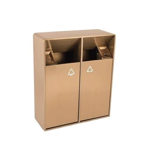 WANGHAI-666 Outdoor Mülleimer 38 l/80 l Innen-/Außen-Papierkorb, Doppelbehälter, Metall-Aschensäule, moderner, kommerzieller, großer quadratischer Papierkorb mit Aschenbecher(Mittel) von WANGHAI-666