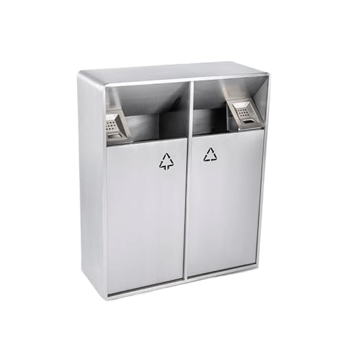 WANGHAI-666 Outdoor Mülleimer 38L/80L Innen-/Außen-Mülleimer, Doppelbehälter, Metall-Aschensäule, moderner, kommerzieller, großer Mülleimer for den Haushalt, Silber(Groß) von WANGHAI-666