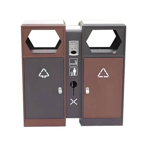 WANGHAI-666 Outdoor Mülleimer Doppelbox Retro Mülltonne aus verzinktem Stahl for den Außenbereich, gewerblicher Bereich, Mülleimer WANGHAI-666 Outdoor Mülleimer Doppelbox Retro Mülltonne aus verzinktem Stahl for den Außenbereich, gewerblicher Bereich, Mülleimer von WANGHAI-666