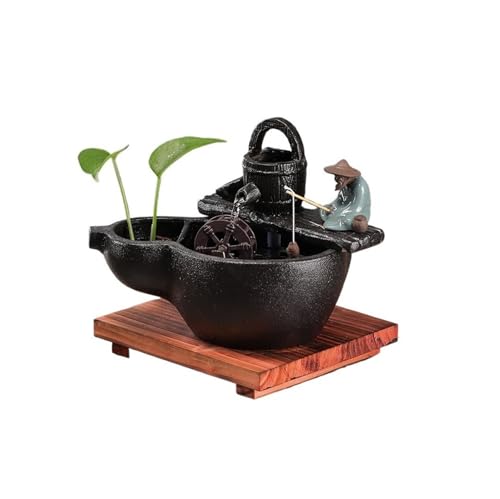 WANGHAI-666 Zimmerbrunnen Feng Shui Wasserornamente Indoor Wasserfallbrunnen for Zuhause und Büro Innenräume Dekor(Schwarz) von WANGHAI-666
