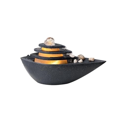 WANGHAI-666 Zimmerbrunnen Indoor Tabletop Wasserbrunnen Rotierenden Ball Wasserfall Brunnen for Home Office Decor(Schwarz) von WANGHAI-666