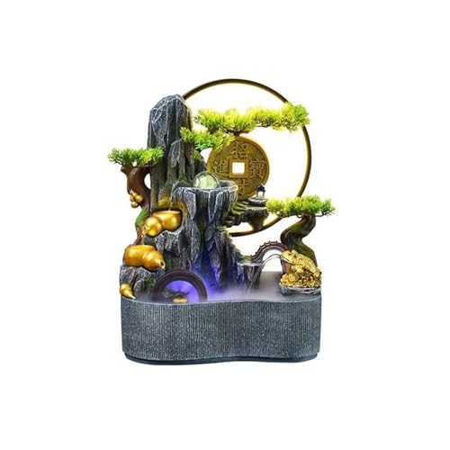 WANGHAI-666 Zimmerbrunnen Indoor-Wasserspiele Steingarten Wasser Wasserfall Pflanzen Desktop-Brunnen zur Entspannung(Groß) von WANGHAI-666