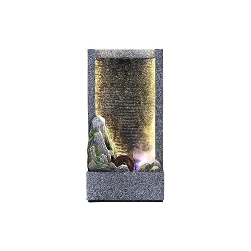 WANGHAI-666 Zimmerbrunnen Wasserfallbrunnen for drinnen oder draußen mit LED-Lichtakzenten zur Dekoration von Zuhause und Büro von WANGHAI-666