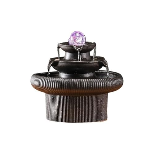 WANGHAI-666 Zimmerbrunnen Zimmerbrunnen Tischplatte Fengshui Wasserfall Bürobrunnen LED-Leuchten Rolling Ball von WANGHAI-666