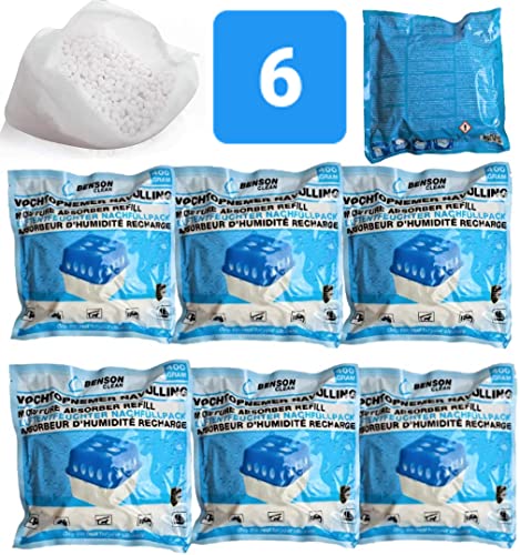 HONGRVWI 6x 400g Dehumidifier Feuchtkiller Nachfüllpack - Nachfüllbeutel Raum Entfeuchter Feuchtigkeits-Stopper Luftentfeuchter Granulat in Vliesbeuteln,für gängige Raumentfeuchter Räume bis ca 23m² von WANGHUI