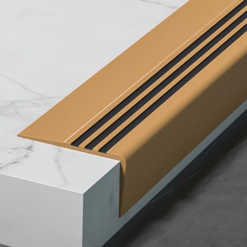 PVC Treppenkantenprofil Selbstklebend, Treppenprofil Kantenprofil, Winkelprofil, Breite 10 Cm, für Holz- Und Metalltreppen im Innen- und Außenbereich(Brown,500x10x4cm/197x4x1.6in) von WANGJIANPENGPL
