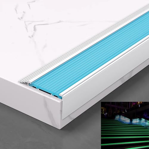 Treppenkantenprofil Alu mit Leuchteffekt, 100 Cm/150 Cm L-förmiger Kantenprofil Treppenstufen Verkleiden, für Innen-/Außentreppen(Blue,100cm/39in) von WANGJIANPENGPL