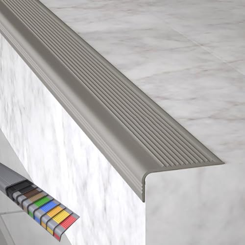 Treppenkantenprofil Selbstklebend, Stufenkantenprofil Winkelprofil, Breite 5 Cm, 7 Cm, PVC-Material, für Innen- und Außentreppen(Gray,200x7x2.5cm/79x2.7x1in) von WANGJIANPENGPL