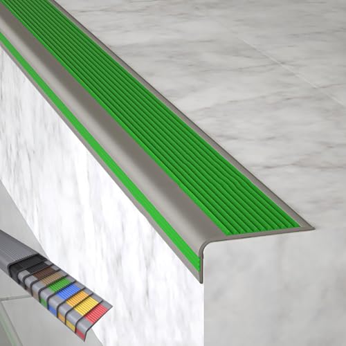 Treppenkantenprofil Selbstklebend, Stufenkantenprofil Winkelprofil, Breite 5 Cm, 7 Cm, PVC-Material, für Innen- und Außentreppen(Green,120x5x2.5cm/47x2x1in) von WANGJIANPENGPL