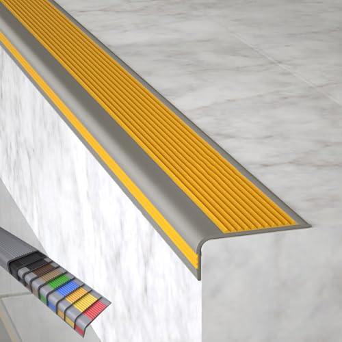 Treppenkantenprofil Selbstklebend, Stufenkantenprofil Winkelprofil, Breite 5 Cm, 7 Cm, PVC-Material, für Innen- und Außentreppen(Orange,150x7x2.5cm/59x2.7x1in) von WANGJIANPENGPL