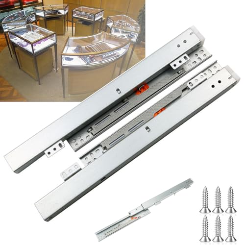 WANGJIANPENGPL 1 Paar Schubladenschienen Vollauszug, 20cm–75cm Schubladenauszüge Bodenmontage, Geräuscharme Maximale Tragkraft 60kg, Bodenmontage, für Alle Arten von Schubladen(45cm/18in) von WANGJIANPENGPL