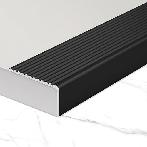 WANGJIANPENGPL 100cm Treppenkantenprofil Alu, Treppenprofil, Winkelprofil Aluminium, für Den Innen- und Außenbereich(Black,50mm) von WANGJIANPENGPL