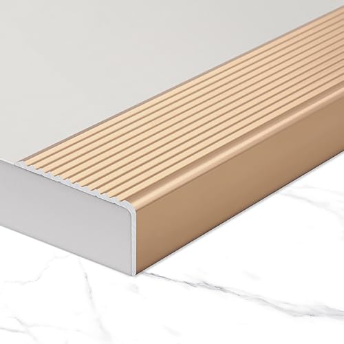 WANGJIANPENGPL 100cm Treppenkantenprofil Alu, Treppenprofil, Winkelprofil Aluminium, für Den Innen- und Außenbereich(Gold,40mm) von WANGJIANPENGPL