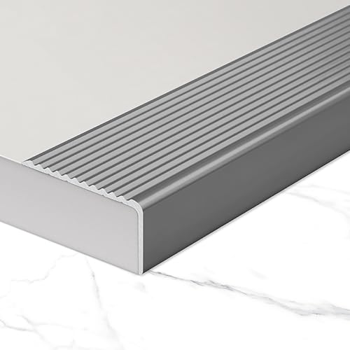 WANGJIANPENGPL 100cm Treppenkantenprofil Alu, Treppenprofil, Winkelprofil Aluminium, für Den Innen- und Außenbereich(Gray,70mm) von WANGJIANPENGPL