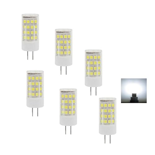 WANGPEI G4 LED Lampen 5W Äquivalent 50W Halogenlampe Kaltweiß 6000K 500Lumen AC220-240V 360° Abstrahlwinkel Energiesparende G4-Glühlampe Nicht Dimmbar(6er-Pack) von WANGPEI