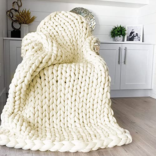 WANGPP Grob Gestrickte Kuscheldecke,Handgemachte Chunky Knit Decke,Weiche Strickdecken Dickes Garn Geflochtene Decke Für Couch,Handgewebte Decke Für Sofa Home Decorate (Color : A, Size : 120x180cm) von WANGPP