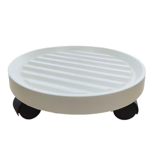 Pflanzentropfschale, Auffangwanne mit Universalrädern, Robuste Blumentopf Abtropfschale, 360° Drehung Ohne Tote Winkel(White) von WANGRUIERHA