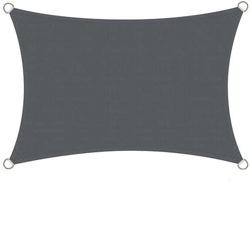 Sonnensegel 4x2/3/5/6M Rechteckiges Sonnensegel Wasserdicht Sonnenschutz Wetterschutz Baldachin UV-Schutz for Terrasse Balkon Garten Markise(Deep Grey,4Mx5M) von WANGSHAOWEI