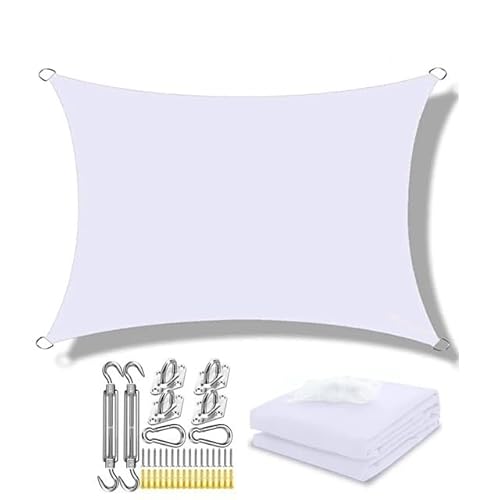 Sonnensegel 5X4m Wasserdicht Große Sonnenschutz Sonnenschirm Schutz Outdoor Baldachin Garten Terrasse Pool Sonnensegel Markise Camping Schatten(White Set,200x200cm) von WANGSHAOWEI