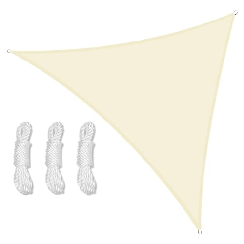 Sonnensegel 5x5x5/2x2x2M Wasserdicht Sonnenschutz Dreieck Sonnenschirm Schutz Outdoor Baldachin Garten Terrasse Pool Sonnensegel Markise Schatten Tuch(BEIGE,360x360x360CM) von WANGSHAOWEI