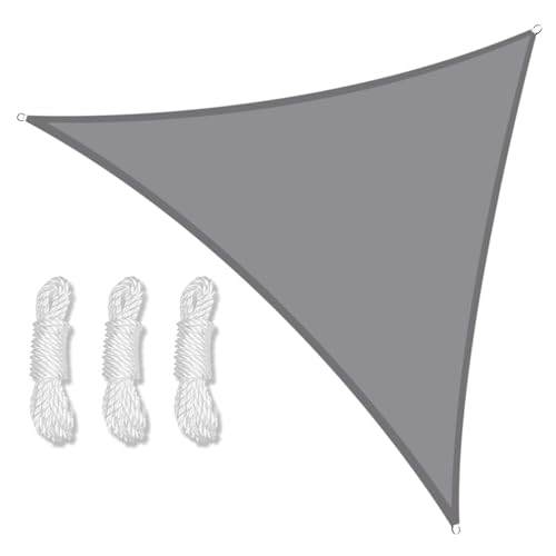 Sonnensegel 5x5x5/2x2x2M Wasserdicht Sonnenschutz Dreieck Sonnenschirm Schutz Outdoor Baldachin Garten Terrasse Pool Sonnensegel Markise Schatten Tuch(Light Gray,200x200x200CM) von WANGSHAOWEI