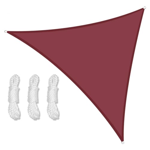 Sonnensegel 5x5x5/2x2x2M Wasserdicht Sonnenschutz Dreieck Sonnenschirm Schutz Outdoor Baldachin Garten Terrasse Pool Sonnensegel Markise Schatten Tuch(Wine RED,360x360x360CM) von WANGSHAOWEI