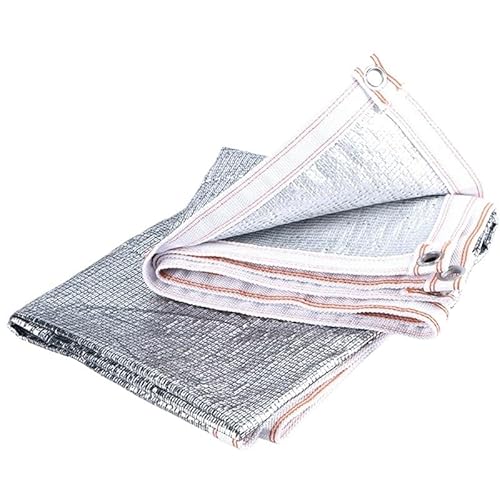 Sonnensegel 99% Schattenrate Aluminiumfolie Sonnenschutznetz Sommer silbrig reflektierender Sonnenschutz Auto Sonnenschutzdach Pergola Markise(2-line White Edge,4x7m) von WANGSHAOWEI