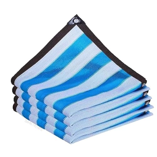 Sonnensegel Beschattung Garten Markise Kerze Outdoor Camping Balkon Fenster Wärmedämmung Sonnenschutznetz Pool Sommer Sonnenschutznetze(Blue White,4x6m) von WANGSHAOWEI