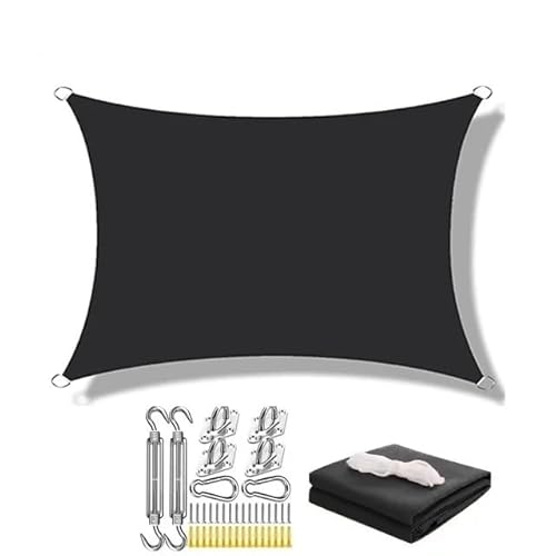Sonnensegel Markisen for den Außenbereich, wasserdicht, Sonnenschutz, Segel, Garten, Überdachung for Terrasse, Auto, Leinwand, Markise, rechteckig, Pool(Black Set,300x800cm) von WANGSHAOWEI
