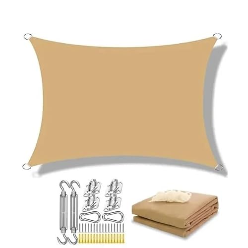 Sonnensegel Markisen for den Außenbereich, wasserdicht, Sonnenschutz, Segel, Garten, Überdachung for Terrasse, Auto, Leinwand, Markise, rechteckig, Pool(Sand Yellow Set,400x400cm) von WANGSHAOWEI