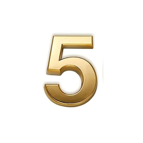 WANGSHAOWEI Hausnummer 3D-Nummernschilder an der Tür, Hausnummernschild, Straßenbriefkasten, Aufkleber, Hotelnummer, for den Außenbereich, 7 cm Hausnummernschild(Gold-5) von WANGSHAOWEI